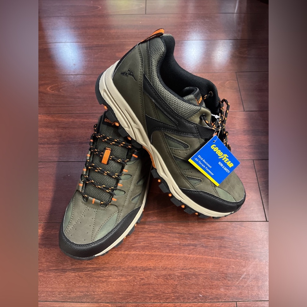 Goodyear Shoe Mens 13 Hunter Slip Resistant Lace Up Olive Outdoor Hike Trail